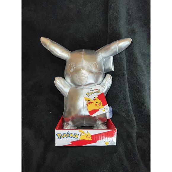 Pikachu Plush Silver 10-12" GameStop Pokemon 25th Anniversary NIB - Picture 6 of 9
